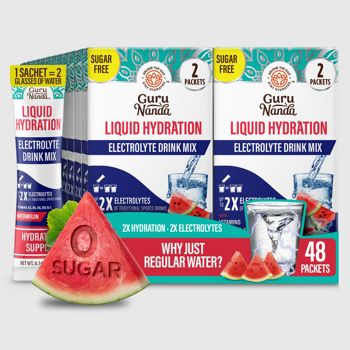 Liquid Hydration Electrolyte Drink Mix, Watermelon - 48 Count