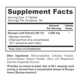 NusaPure Bacopa Leaf Monnieri Extract 1,000 mg 180 Tablets (Extract 20:1, Non-GMO, Gluten Free & Vegan)