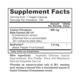 NusaPure Ceylon Cinnamon 20:1 Extract, 500 mg per Capsule | 150 Veggie Capsules | Non-GMO, Vegan with Bioperine