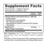 NusaPure Ginkgo Biloba 50:1 Extract, 250 mg per Veggie Caps 200 Capsules (Vegetarian, Non-GMO, Vegan) Bioperine