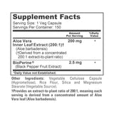 NusaPure Aloe Vera 200mg Per Veggie Caps - 150 Count - Aloe Vera Gel Supplement - Extract 200:1, Vegetarian, Non-GMO, Bioperine