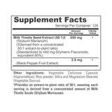 NusaPure Milk Thistle 50:1 Extract, 550 mg 120 Veggie Capsules Non-GMO, Vegan Max Strength - Standardized 80% Silymarin, Bioperine