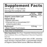 NusaPure Lemon Balm 30:1 Extract, 200 mg Per Vegan Caps - 200 Count Non-GMO, Vegan Bioperine