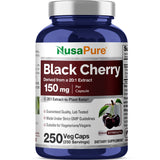 NusaPure Black Cherry Extract 20:1 - Suitable for Vegetarian/Vegan, Non - GMO - 150mg 250 Capsules