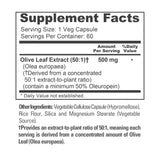 NusaPure Olive Leaf 50:1 Extract, 500 mg - 50% Oleuropein Vegan/Vegetarian - Super Strength No Oil 60 Capsules