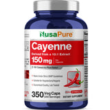 NusaPure Cayenne Pepper 150mg Per Caps, 350 Veggie Capsules Vegan Vegetarian, Non-GMO