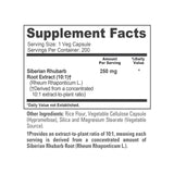 NusaPure Siberian Rhubarb 10:1 Extract, 250 mg - 200 Veggie Capsules (Vegetarian, Non-GMO, Vegan)
