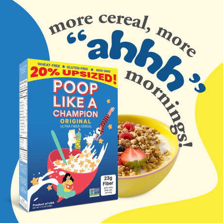 Poop Like a Champion Original Ultra Fiber Cereal — 23g fiber, 84% daily value