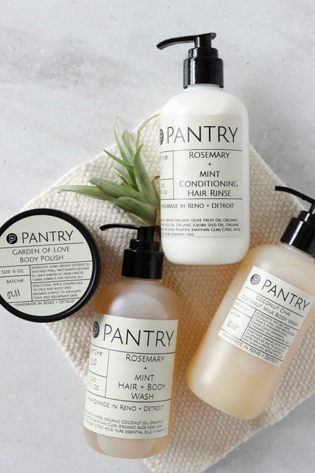 Pantry Products Stimulating + Conditioning Hair Combo - Rosemary + Mint Shampoo, Body Wash + Conditioner No SLS, Parabens, Phthlates or Fragrances