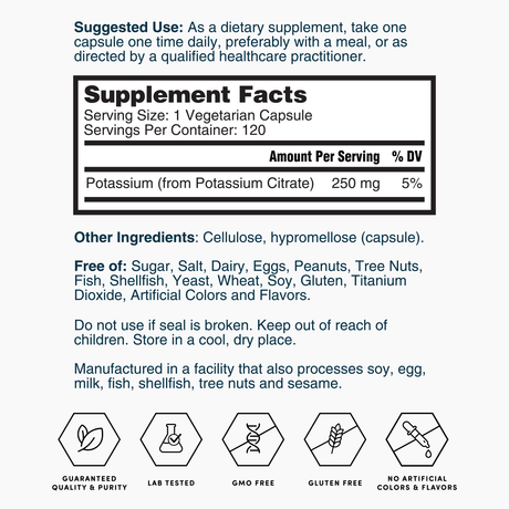 Nature's Lab Gold Potassium Citrate - 120 Capsules