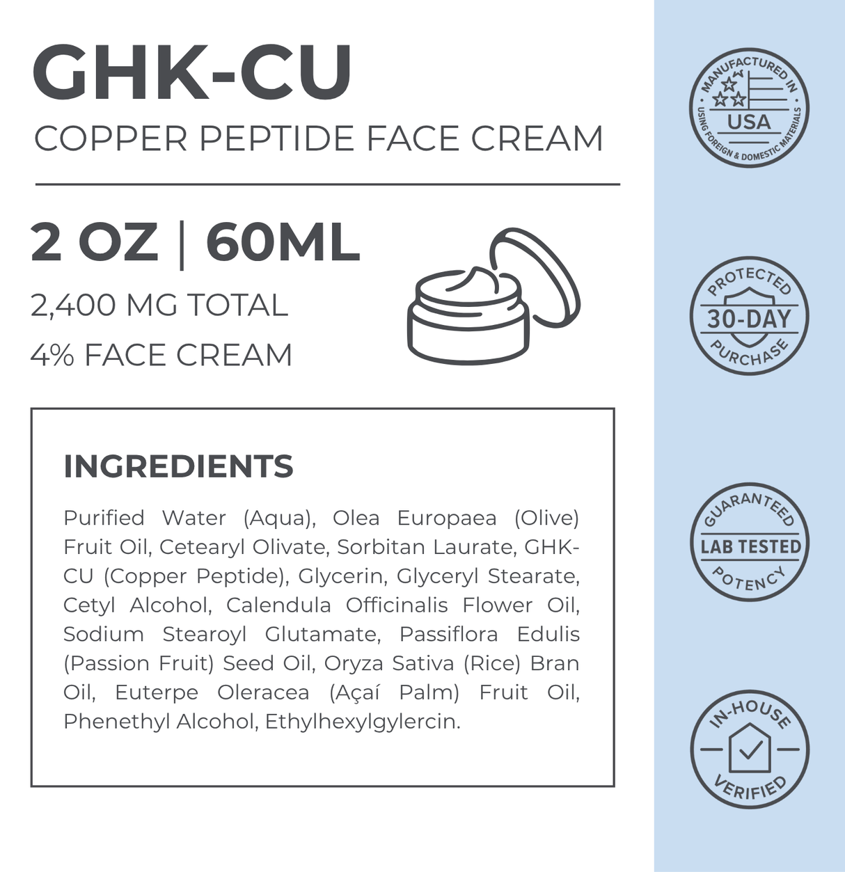 Advanced GHK-Cu Copper Peptide Face Cream 2400mg