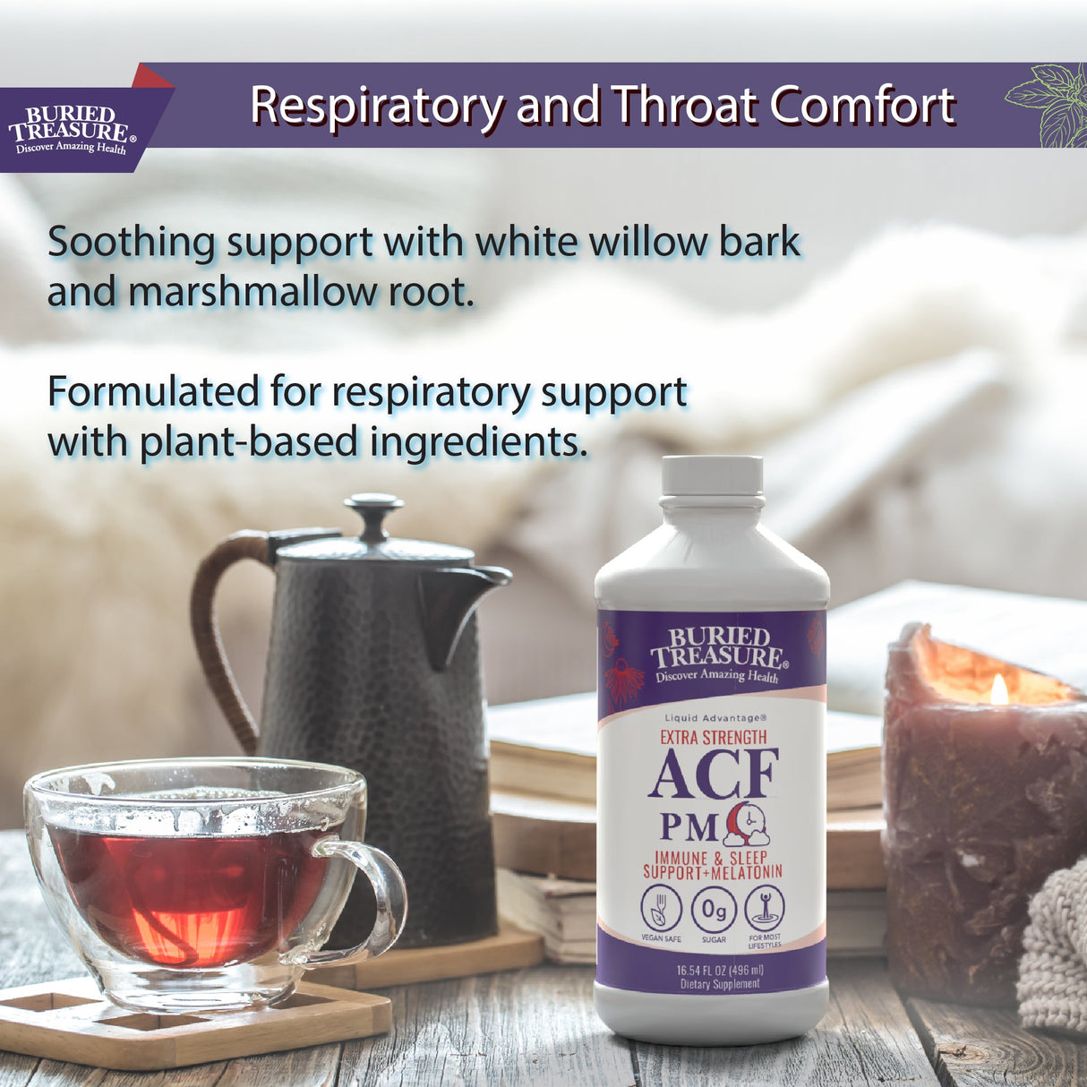Buried Treasure Liquid Nutrients®  ACF PM Extra Strength – Liquid Sleep Support Supplement with Melatonin & Botanicals