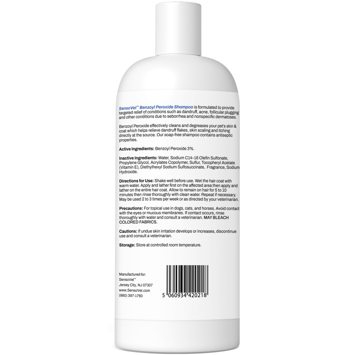 SensoVet Benzoyl Peroxide Shampoo for Dogs & Cats - 12oz