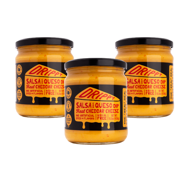 Drippy Dip Salsa Queso Dip – Real Cheddar & Peppers, Medium Heat