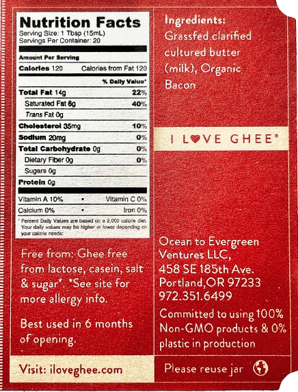Ahara Rasa Grass-Fed Bacon Ghee | Ahara Rasa