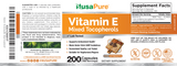 NusaPure Vitamin E Mixed Tocopherols - Suitable for Vegetarian/Vegan, Non - GMO - 1000 IU 200 Tablets