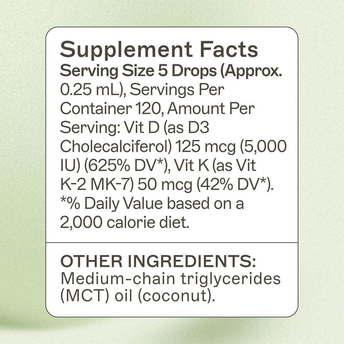 Vitamin D3/K2 5,000 IU Liquid