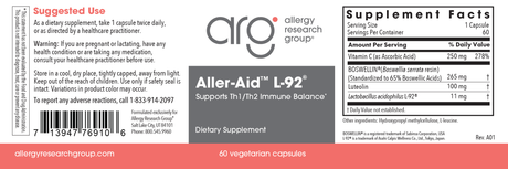 Aller-Aid L-92 with L. acidophilus L-92 60 Veggie Caps