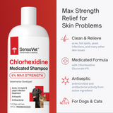 SensoVet Chlorhexidine 4% Max Strength Shampoo Medicated Shampoo for Dogs & Cats