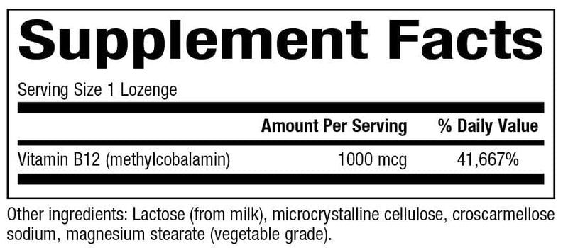 B12 Methylcobalamin 1000 MCG 60Lozenges