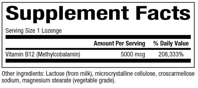 B12 Methylcobalamin 5000 MCG 60Lozenges