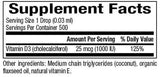 Vitamin D3 Drops 1000 IU 0.5 fl oz (15 mL)Liquid
