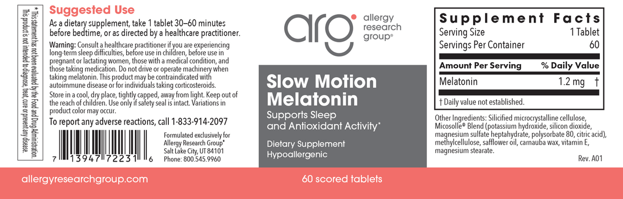 Slow Motion Melatonin 1.2 mg in Lipid Matrix 60 Scored Tablets