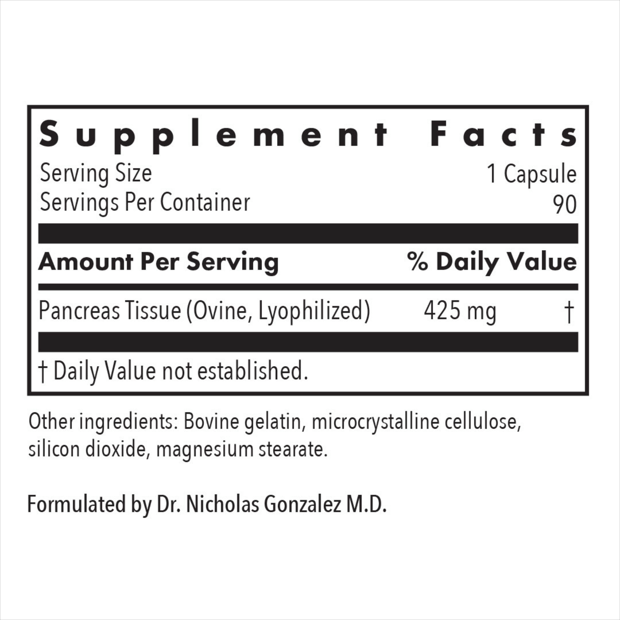 Pancreas Natural Glandular Lamb 425 MG 90Veggie Caps