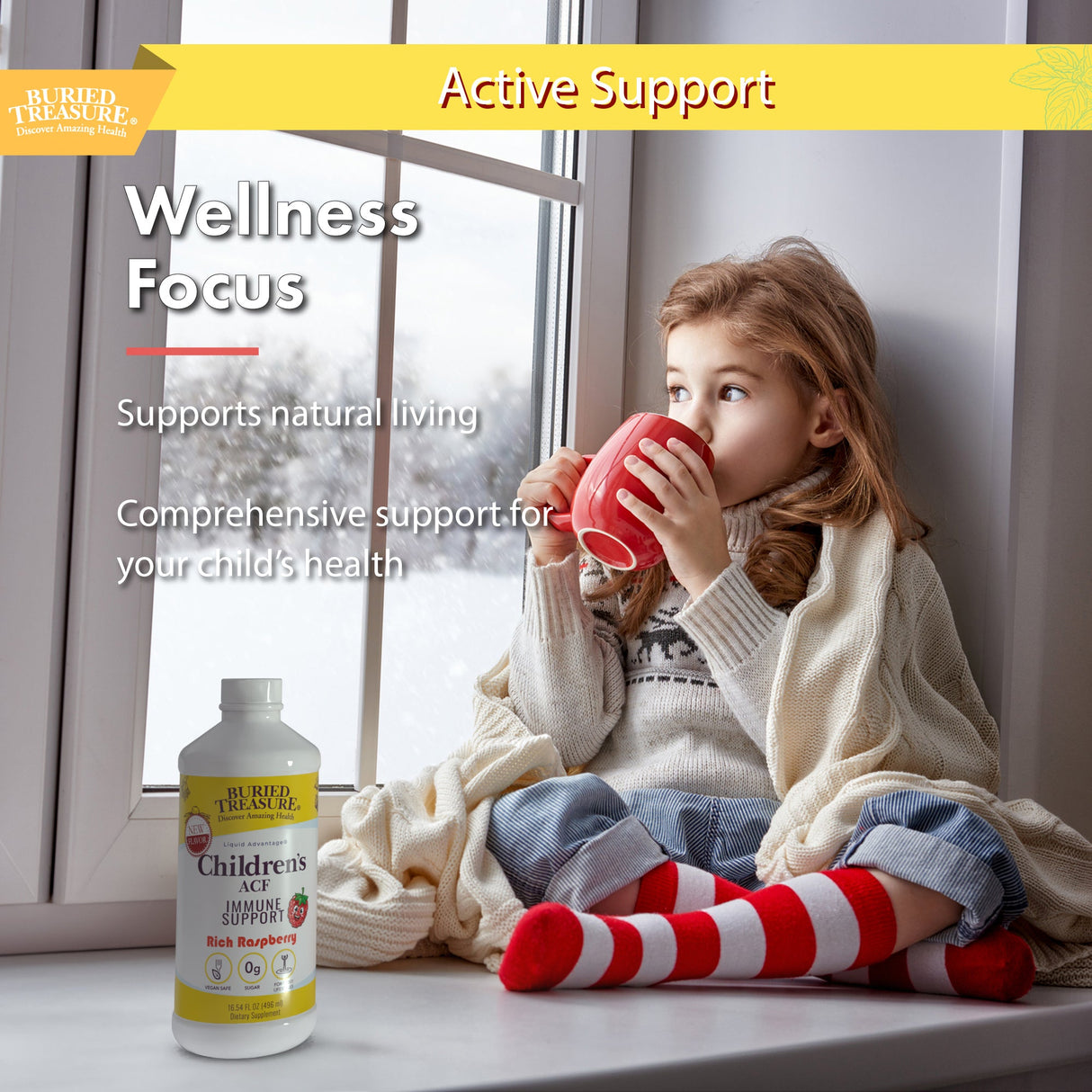 Buried Treasure Liquid Nutrients® ACF Children’s – Liquid Immune Support for Children | Raspberry Flavor | Sugar-Free
