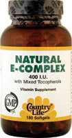 Country Life, Natural E-Complex- 400 IU 180 Softgels