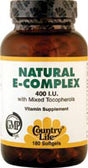 Country Life, Natural E-Complex- 400 IU 180 Softgels