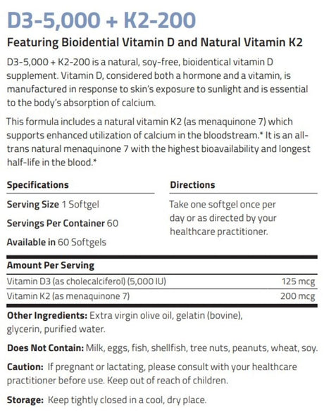 D3-5,000 + K2-200 Softgels