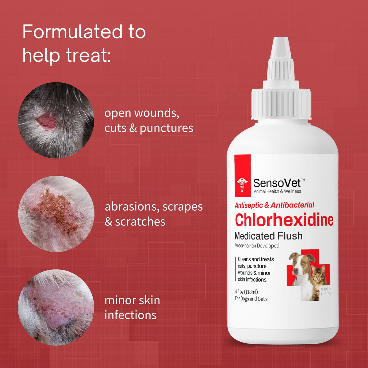 Chlorhexidine Wound First Aid Flush for Dogs & Cats - 4oz