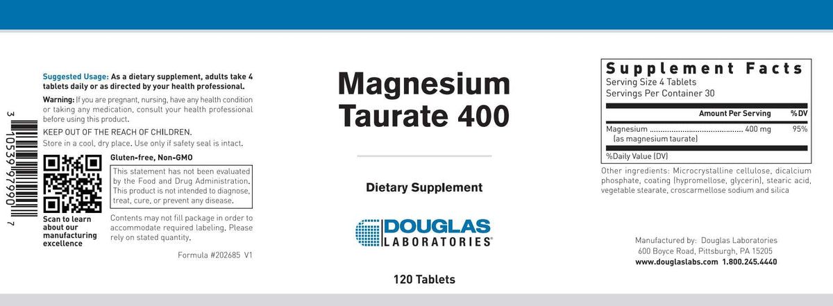 Magnesium Taurate 400 120 Tablets