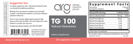 TG 100 Natural Glandulars 100 Veggie Caps