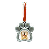 Paw Shaped Pet Picture Holiday Ornament, Silver, Christmas