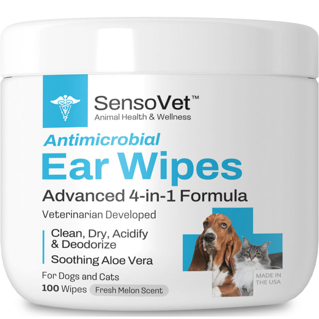 SensoVet Ear Wipes for Dogs & Cats - 100 Wipes