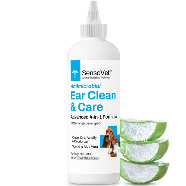 SensoVet Antimicrobial Ear Clean & Care Solution for Dogs & Cats - 8oz