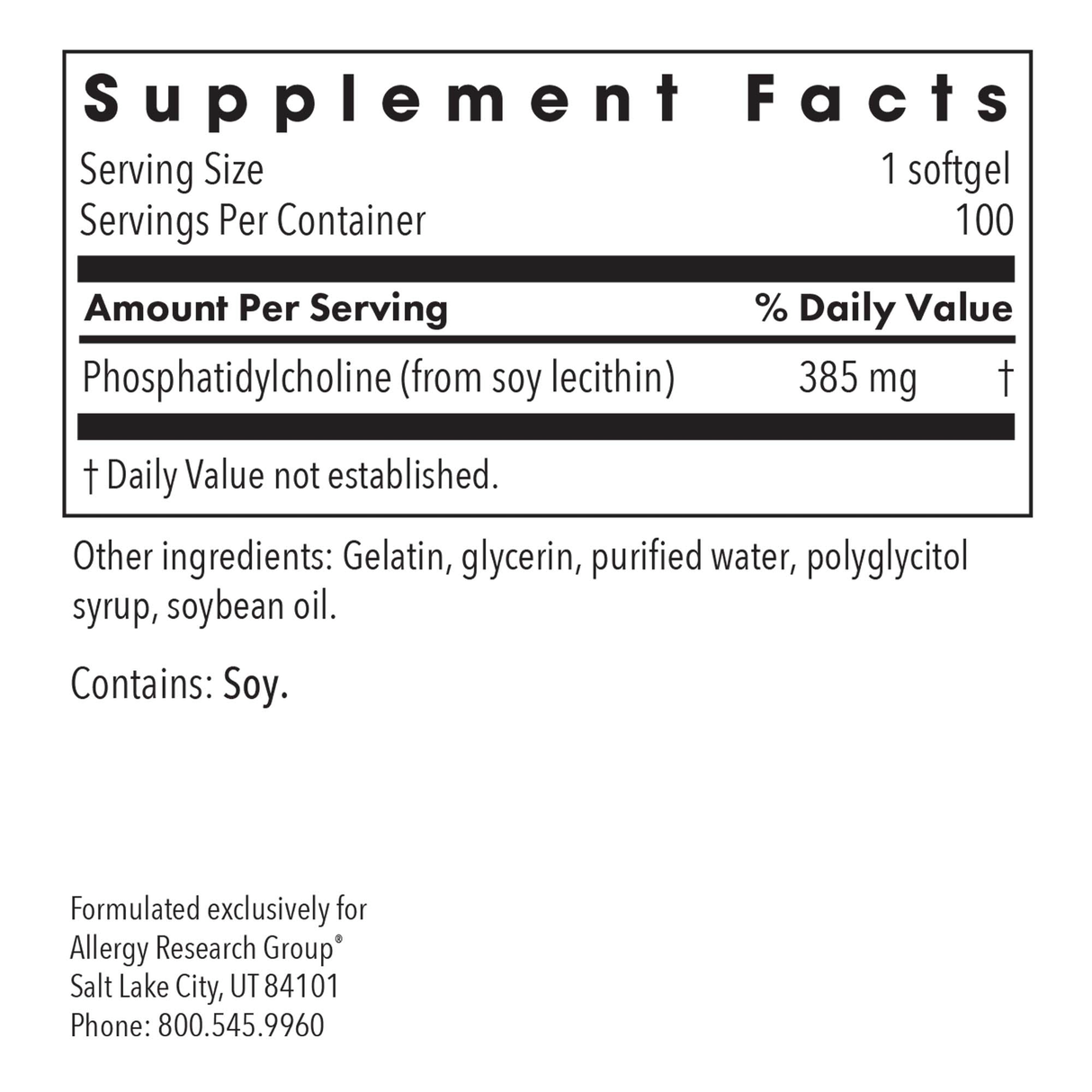 Phosphatidyl Choline 100Softgels