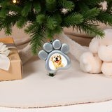 Paw Shaped Pet Picture Holiday Ornament, Silver, Christmas