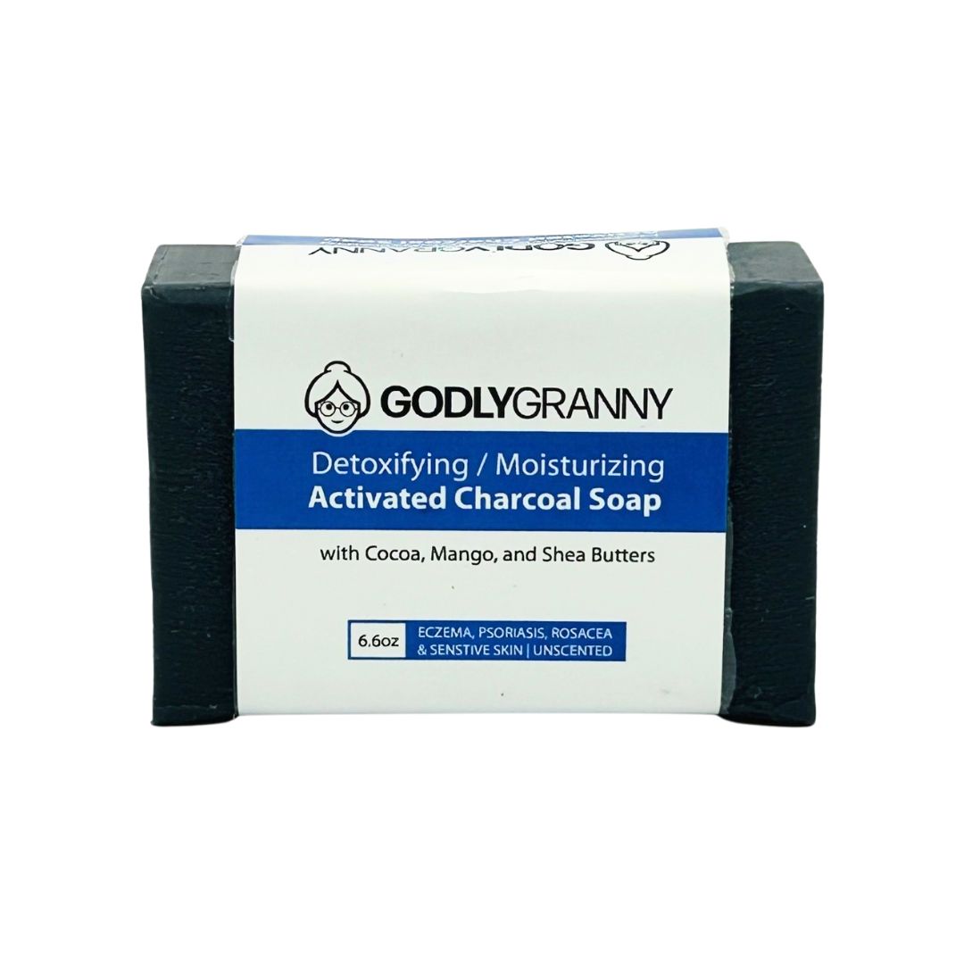 Detoxifying/Moisturizing Activated Charcoal Bar Soap with Cocoa, Mango, and Shea Butters