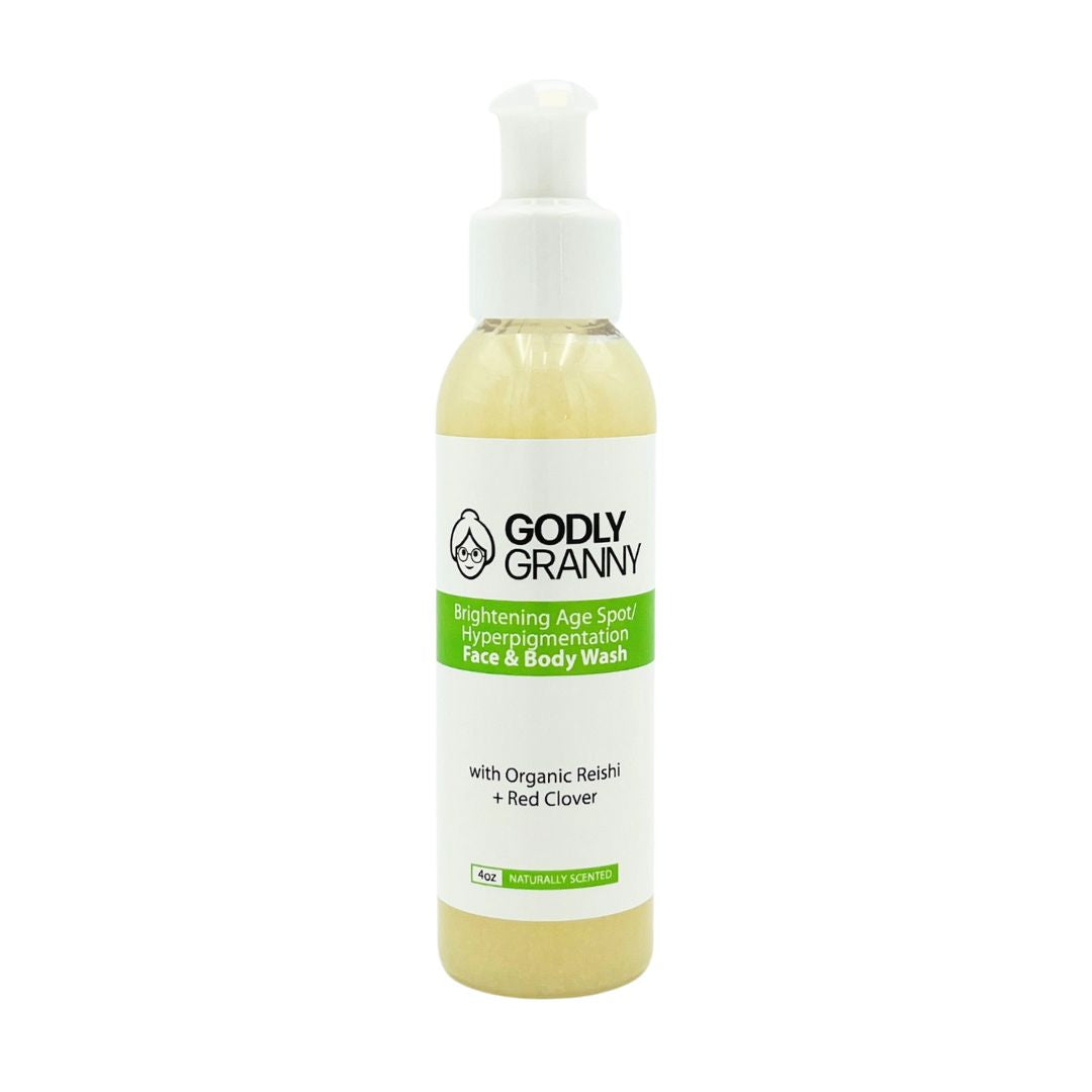 Brightening Age Spot/Hyperpigmentation Face & Body Wash w/ Organic Reishi + Red Clover (Naturally Scented)