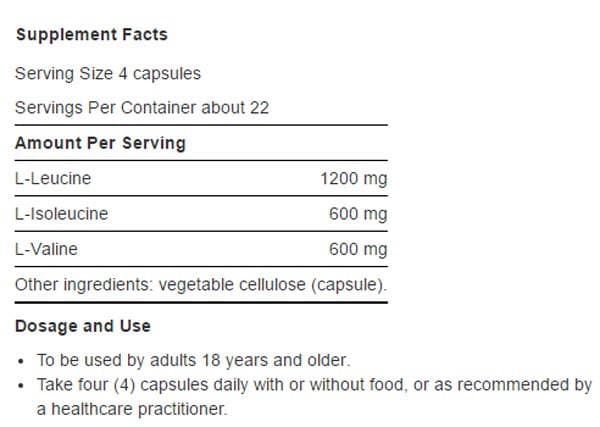 Branched Chain Amino Acids 600 MG 90 Capsules