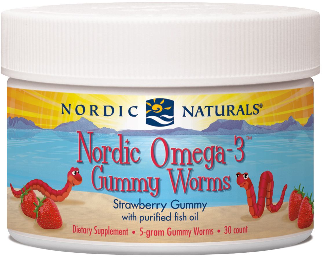 Nordic Omega-3 Gummy Worms 30 Gummies Strawberry