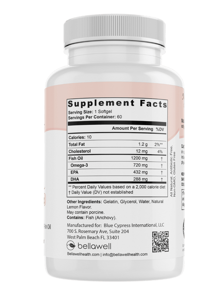 Omega Fish Oil -Omega-3 Fatty Acids by Bellawell