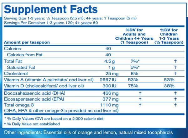 Finest Pure Cod Liver Oil/Orange and Lemon