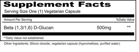 Beta Glucan 500mg 100 Veggie Caps