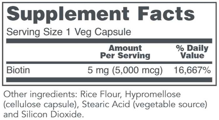 Biotin 5000 MCG 90 Vegan Capsules