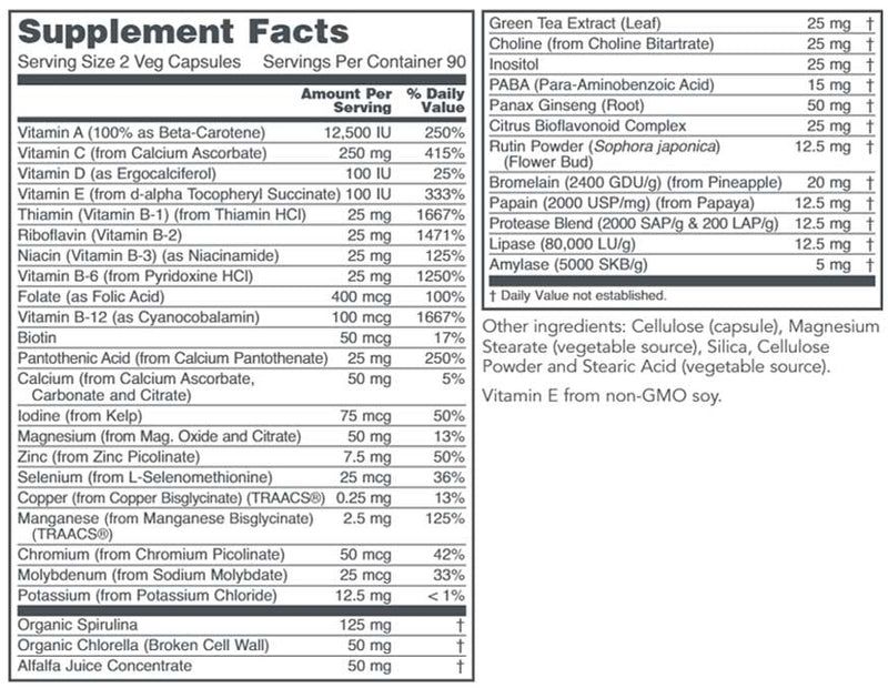 Ortho Multi Greens Iron-Free 180c 180Veggie Caps