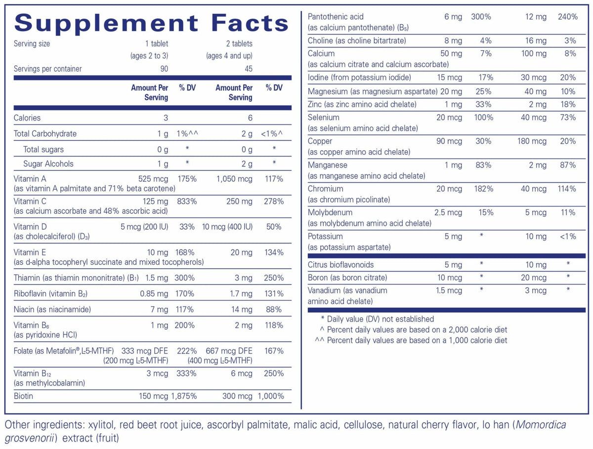 Pure Pals (Without Iron) 90 Chewable Tablets Cherry